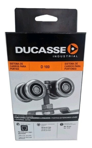 Kit Carro Rueda Puerta Pesada D-100 + 2 Rieles U-100 1,20