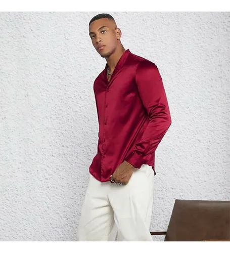 Camisa de seda roja hombre hotsell