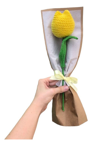 Flor Tulipan Tejido A Crochet Regalo