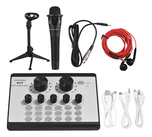 Kit De Micrófono Y Tarjeta De Sonido V17 Live Bt Mini Sound