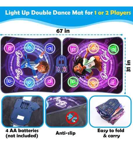Alfombra De Baile Electrónica Con Cámara HD | Tapete Interactivo Para TV Con Modos 1-2 Jugadores | Regalo De Ejercicio Y Diversión Para Niños