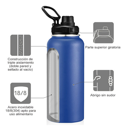 Termo Vaso Botella Acero Inoxidable Con Fría/caliente 32 Oz