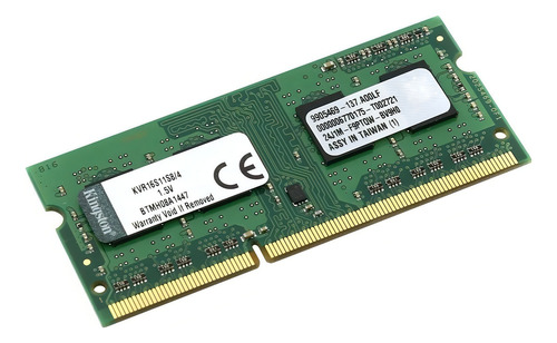 Memoria RAM ValueRAM color verde 4GB 1 Kingston KVR16S11S8/4