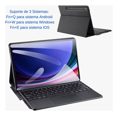 Capa Teclado Para Galaxy Tab S9 E S9 Fe Tela De 11 Polegadas
