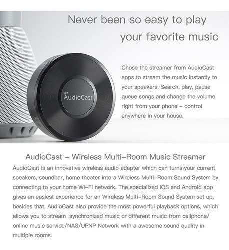 Receptor De Música Hifi M5 Audiocast Airplay Dlna Ios E Andr