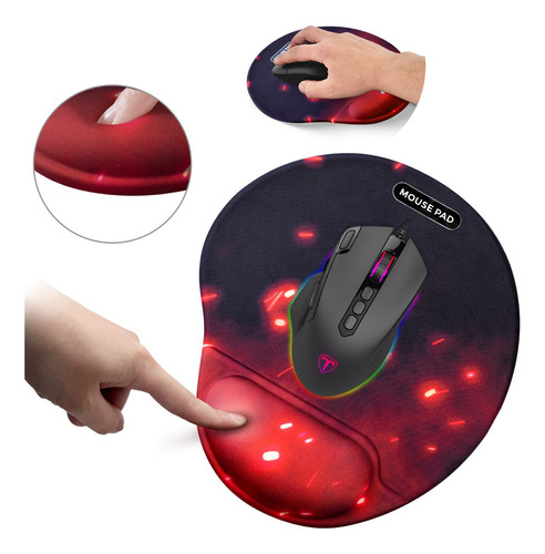 TERPORT Mouse Pad Ergonomico E45 Pintura Fuego, con Soporte Reposamuñeca, Tapete para Mouse Antideslizante Y Ligero, Mausepad para Ratón Portatil Lavable Gamer para Trabajo Uso Diario