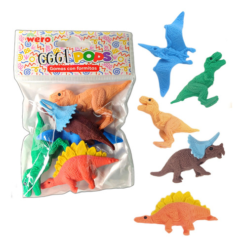 5 Packs Goma De Borrar 3d Forma De Dinosaurio Wero Fun 6u. Color Dinosaurios