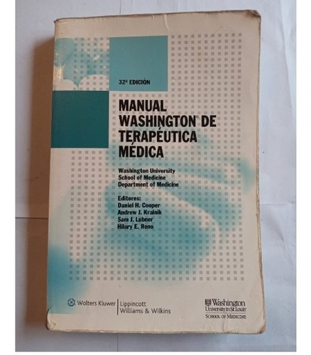 Manual Washington De Terapéutica Medica 32 Edición, Cooper Y