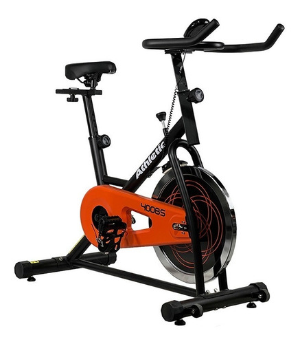 Imagen 2 de 5 de Bicicleta fija Athletic 400BS para spinning color negro y naranja