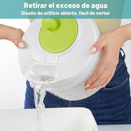 Secador De Lechuga Para Cocina Kimhi Centrifugador De Verduras Y Frutas Grande 3 Litros Escurridor De Verdura Secadora De Lechuga Manual Con Colador Integrado Centrifugadora De Ensalada Color Blanco
