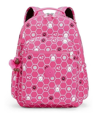 Mochila Escolar Grande Kipling Seoul Pink Envio Grátis