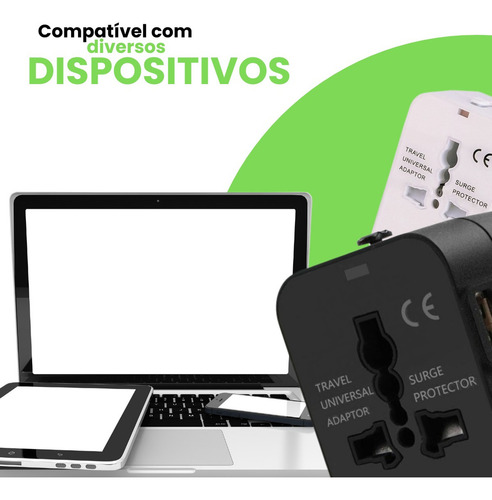 Adaptador Tomada Universal 2 Usb C Carrega Rápido Viagem Internacional Ferias Uk Eua Europa Asia Tippi
