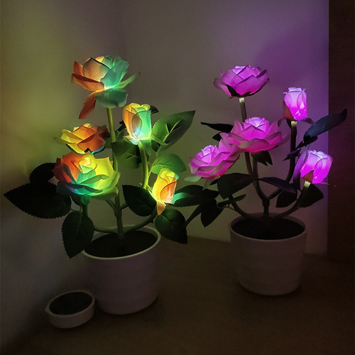 ... Luz Led Rosa Flor Con Energía Solar Al Aire Libre