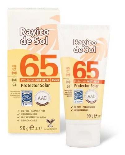 Protector Solar Fps 65 Resistente Agua Rayito De Sol X 90 G