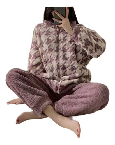 Pijamas Conjuntos Forro Polar Mujer Invierno