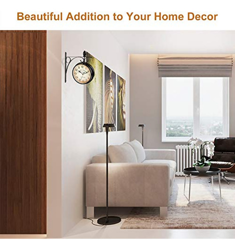 Reloj De Pared Doble Cara 25 Cm Hierro Forjado Estilo Vintag