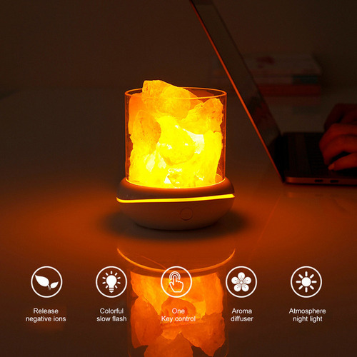 Luz Nocturna Pequeña Decoración De Escritorio Piedra Sal