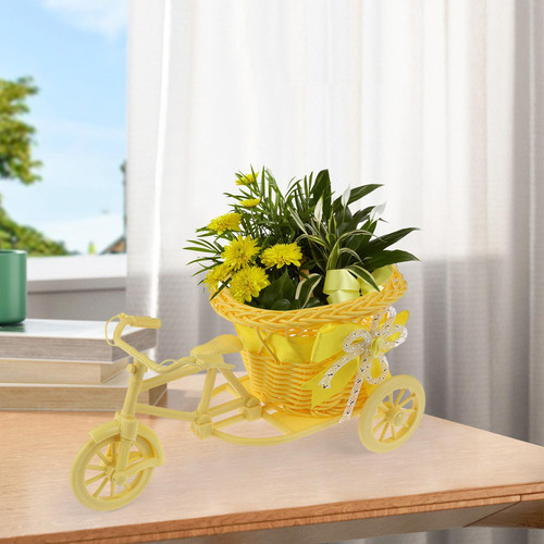 Bicicleta Cesta De Flores Tejidas Artificiales Macetero
