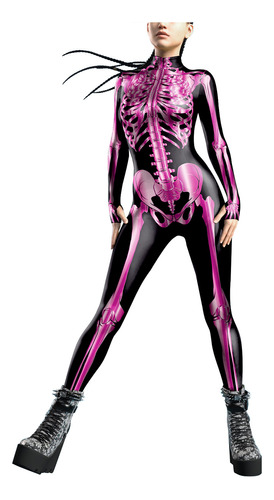 Mono Con Estampado De Esqueleto Para Mujer, Traje Zentai De Halloween Para Adultos