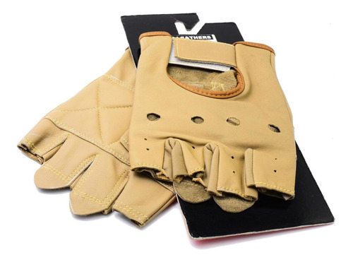 Imagen 2 de 2 de Guantes Sin Dedos De Cuero De Cuero Marrón X-large