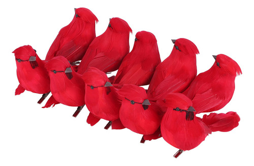 Espuma Artificial Roja Hecha A Mano Con Forma De Pájaro, 10