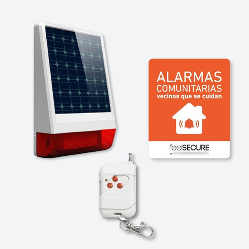 Kit Alarma Comunitaria Solar 10 Controles Placa Disuasiva