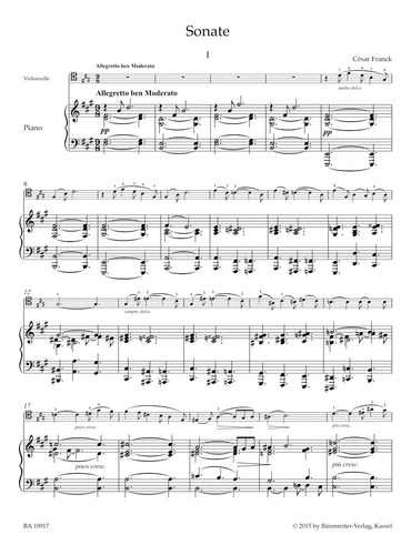C. Franck: Sonate, Version Pour Piano Et Violoncelle & Melan