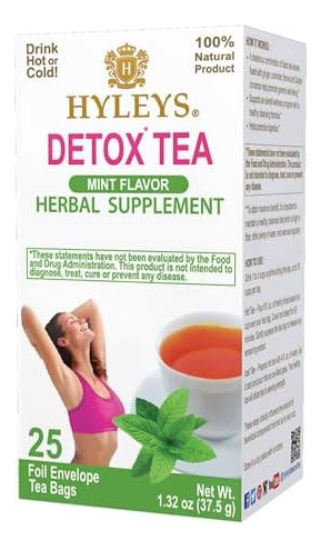 Hyleys Detox Tea Para Limpeza - Chá Verde Com Hortelã, Gengi