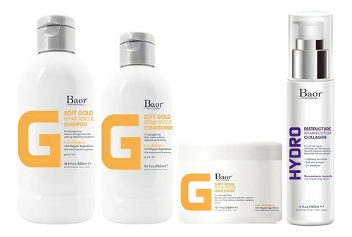 Shampoo + Acondicionador +mascarilla +hydro Baor G Soft Gold