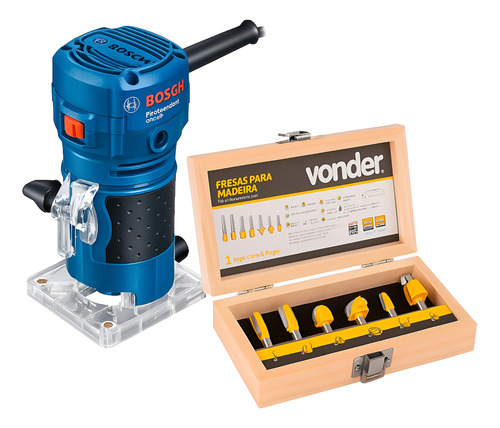 Tupia Manual Gkf550 Bosch 220v + Fresas Para Madeira
