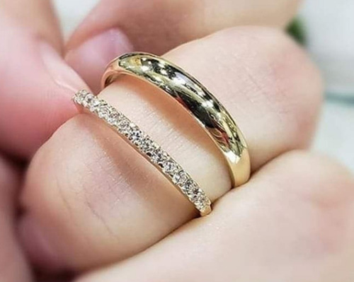Imagen 6 de 6 de Anillos Boda Plata Baño Oro Matrimonio Novia Oferta