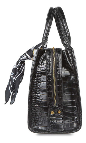 Bolsa Cloe Satchel Para Mujer Corte Láser De Monograma Color Negro