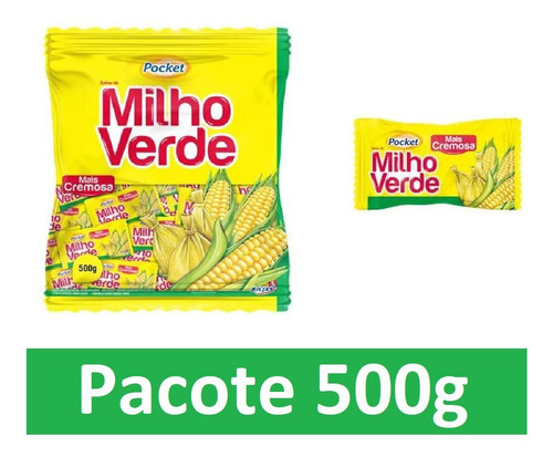 Pacote De Bala De Milho Verde Mais Cremosa Pocket 500g