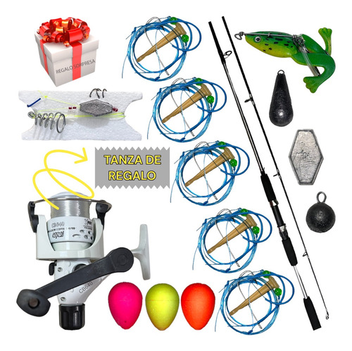 Equipo Pesca Combo De Calidad Caña 2.10 Mts Reel Accesorios