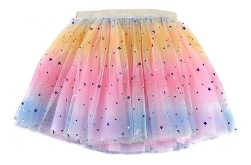 Tutu Arcoíris Brillante Falda Infantil Multicolor Con Brillo