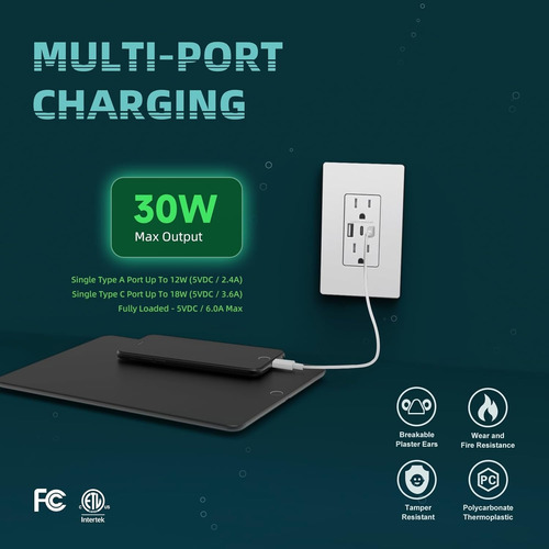 Barra Multicontacto Usb Enchufes Contacto Sobreponer 5 En 1