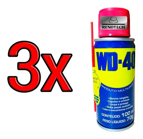 Desengripante Lubrificante Multiuso Spray Wd40 100ml 3x