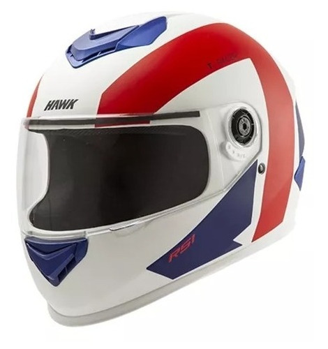 Casco Moto Hawk Integral Rs1 T-racer Blanco/rojo Limitado