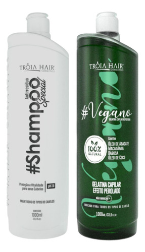 Kit Progressiva Vegana Tróia Hair 2x1litro Gelatina Capilar