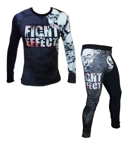 Conjunto Lycra + Calza Larga Caveira Kick Thai Mma Bjj Nogi