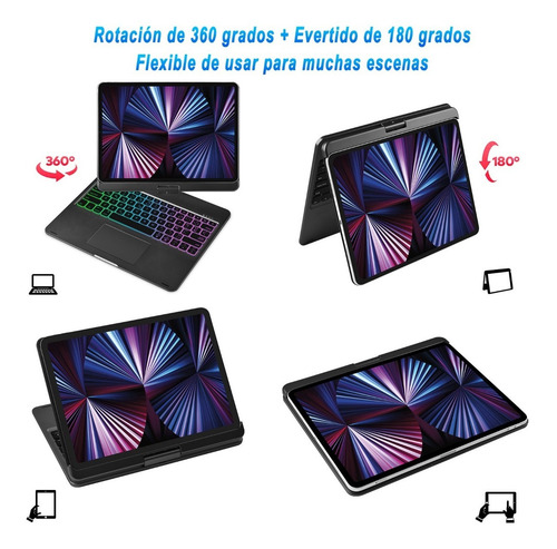 Imagen 7 de 8 de Teclado Mágico Giratorio Para iPad Pro 12.9 5º 4º 3º