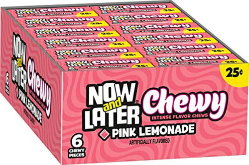 24 Barras De Now & Later Chewy Pink Lemonade 25 Centavos 6 P
