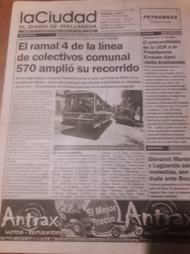 Diario La Ciudad Avellaneda 15 02 2011 Ucr Wilde Racing 