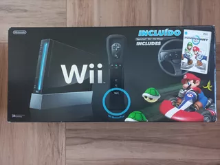 Nintendo Wii + Controles + Volante + 5 Juegos Todo En Caja