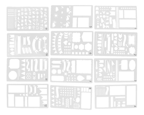 Plantilla De Diario, 12 Unidades, De Plástico, Planificador