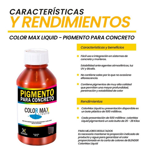 Color Líquido Para Concreto - Color Max - Marca Blender Orange