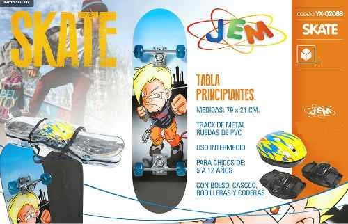 Tabla Skate Principiantes + Set De Protecion Jem  Yx0208b