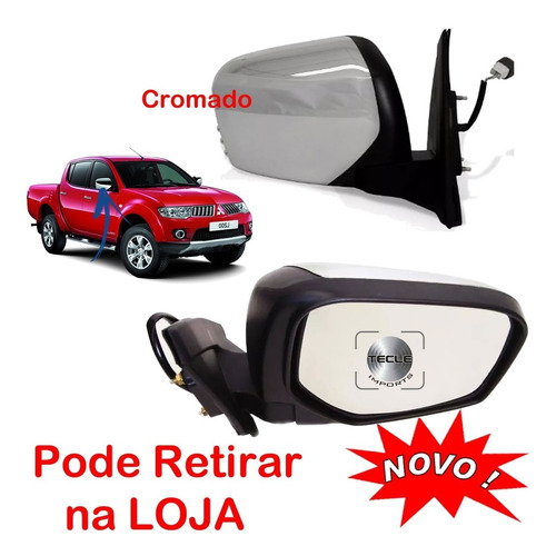 Retrovisor L200 Triton 08 2009 2010 2011 2012 13 Cromado Ld