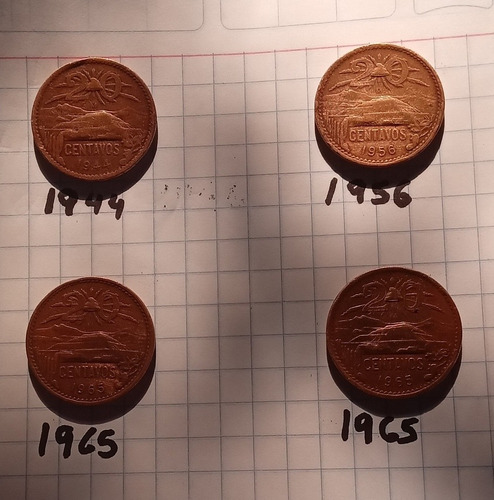 Monedas Originales De 20 Centavos Del Año 1944 Y 1956 Y 1965