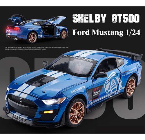 Ford Mustang Gt500 Miniatura Metal Coche Con Luces Y Son [u]